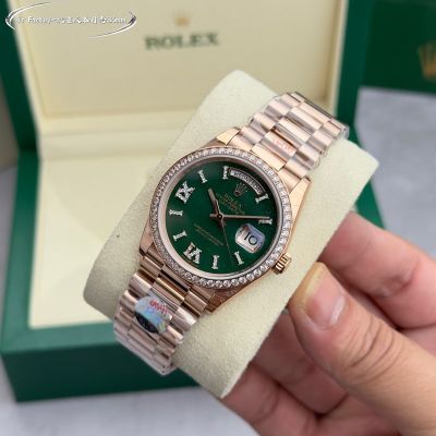 Rolex Daydate 36mm 2834/3255 Movement Green Face Rose Gold Case Watch